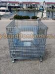 48x40x42.5 Collapsible Wire Containers w/Casters & 1 Drop Door - End View