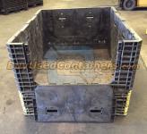 70x48x34 Plastic Collapsible Bulk Container - End View w/drop door down
